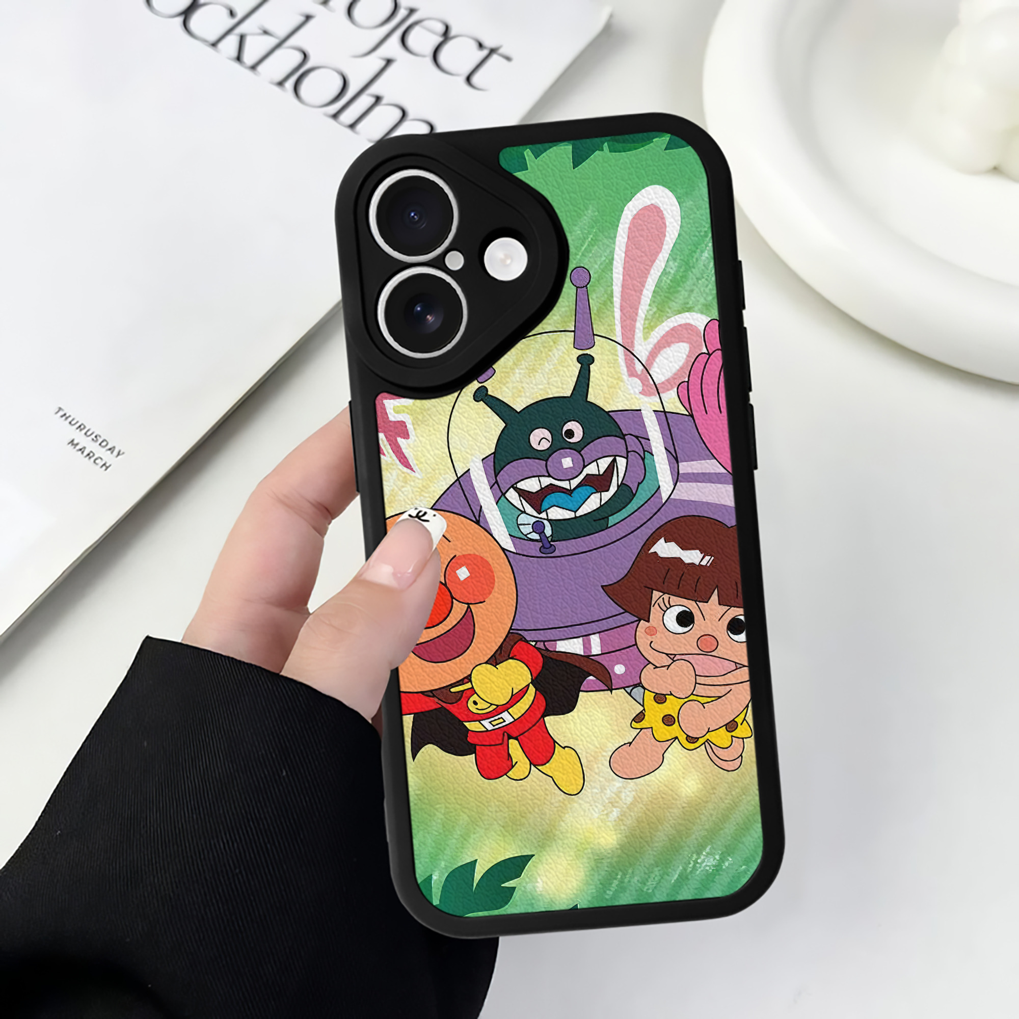 （画像用） アンパンマン Anpanman 【iPhone 16シリーズ対応】シリコンスマホケース（レザー調） 材質：シリコン